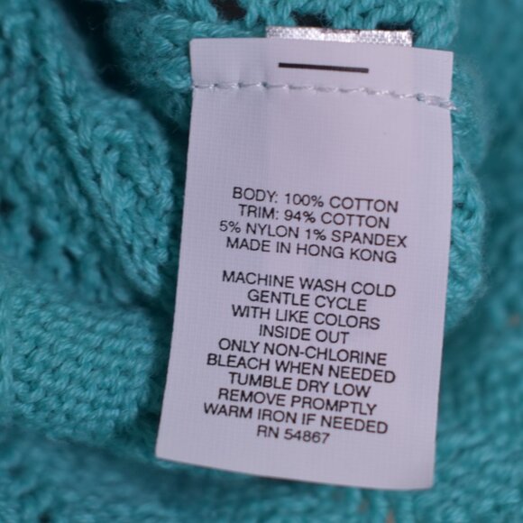 Express Teal Cropped Cotton Knit Cardigan Sweater Size Large - Picture 10 of 15